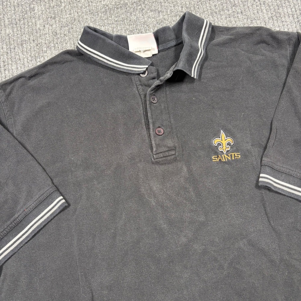 NFL New Orleans Saints Polo Shirt Mens XL Black Short Sleeve Embroidered Logo